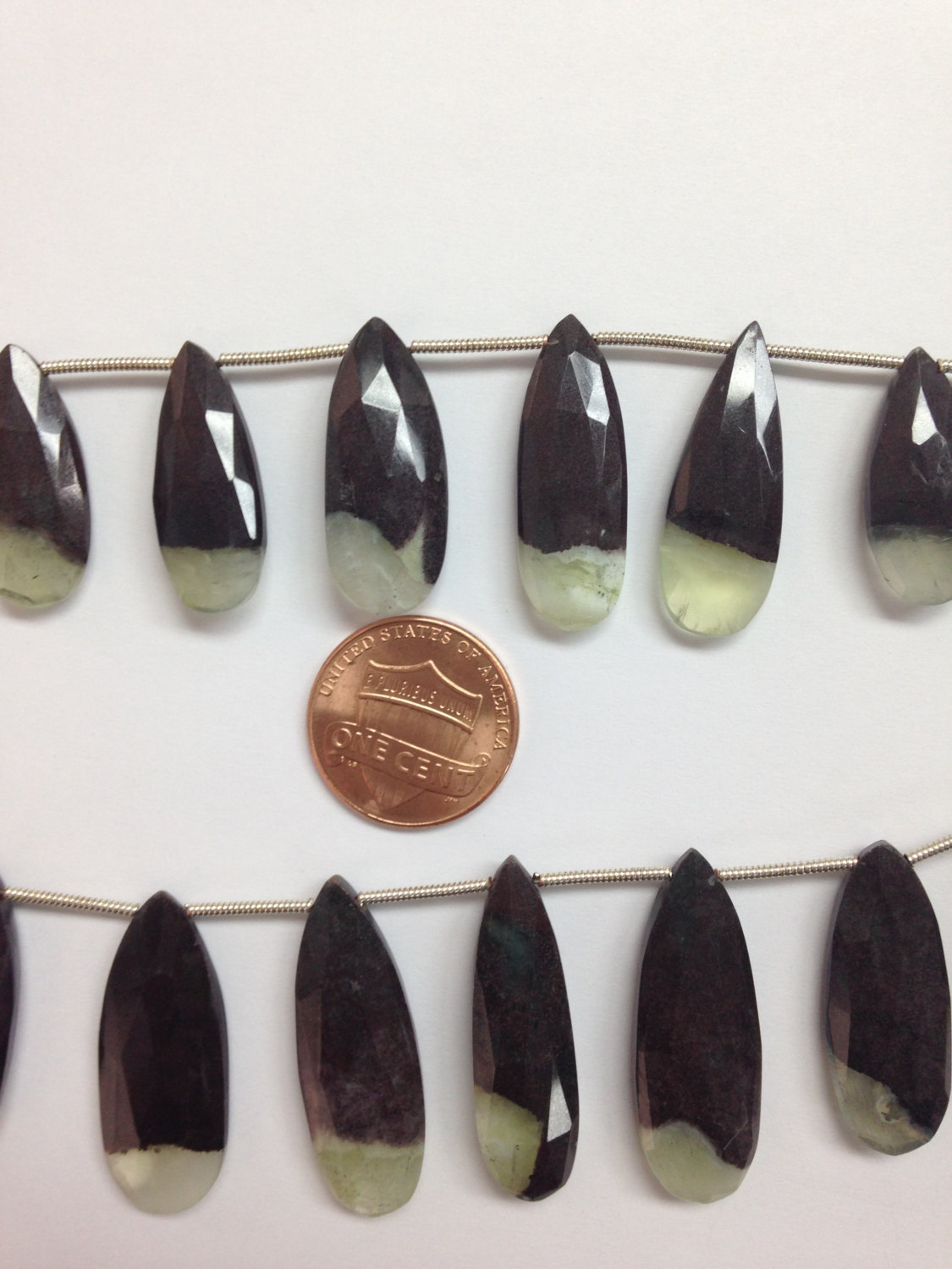 Bio Prehnite Long Pear Faceted