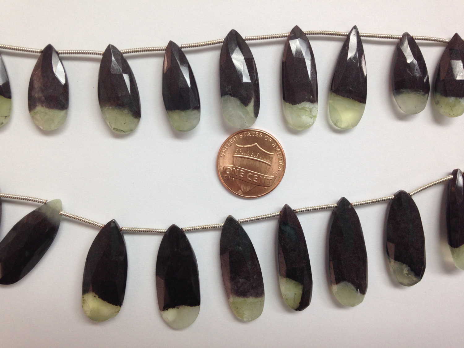 Bio Prehnite Long Pear Faceted