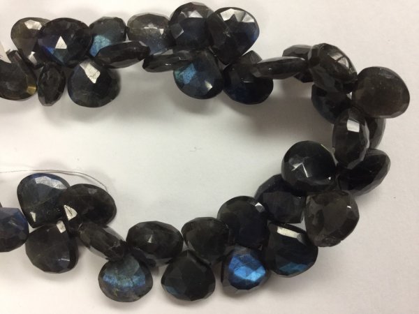 Black Labradorite Hearts Faceted