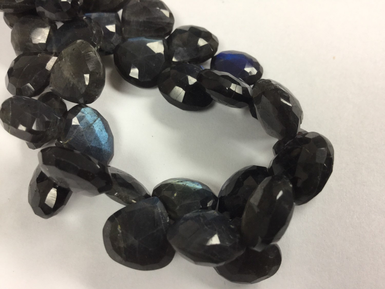 Black Labradorite Hearts Faceted