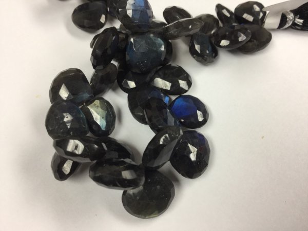 Black Labradorite Hearts Faceted