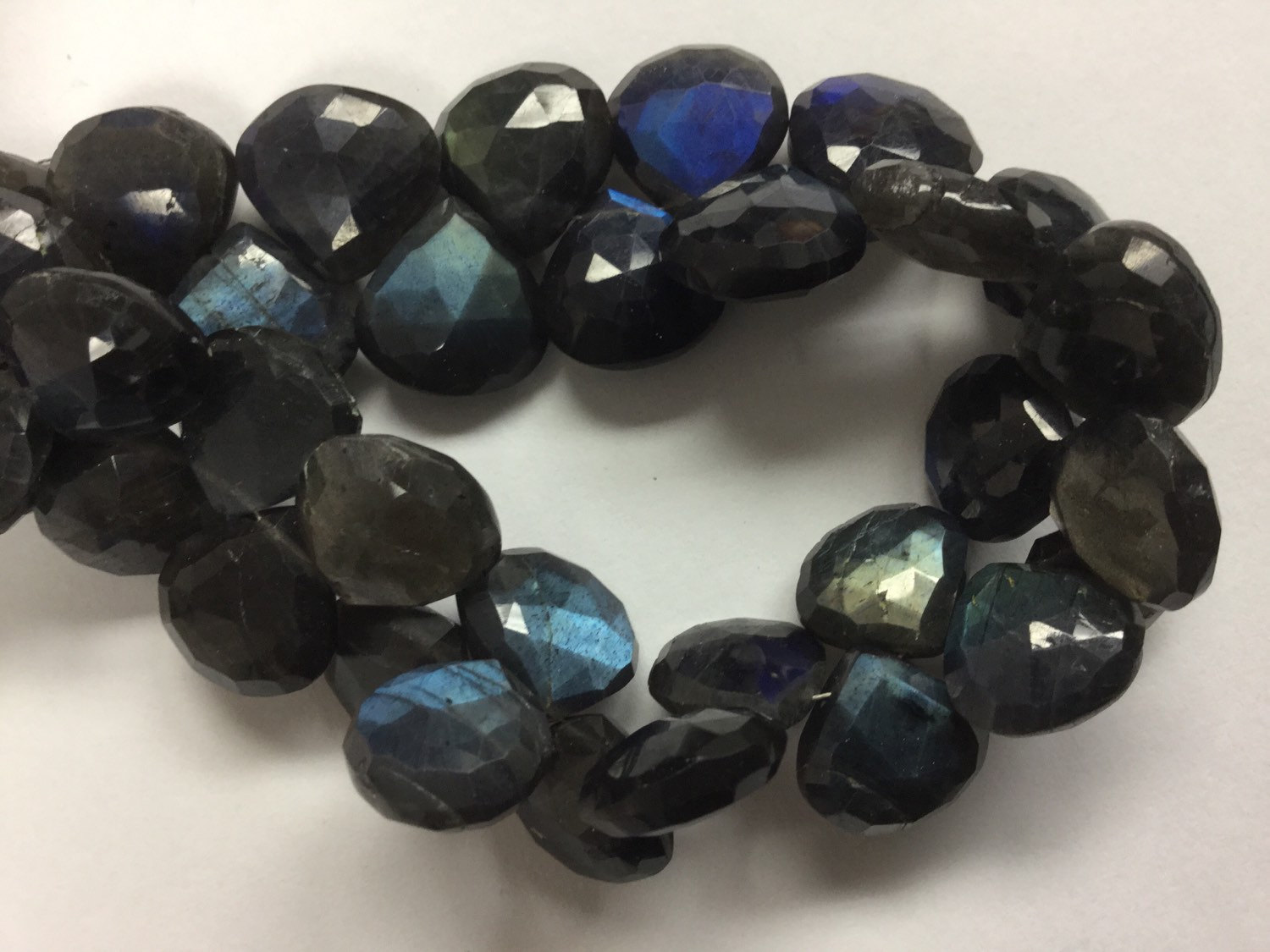 Black Labradorite Hearts Faceted