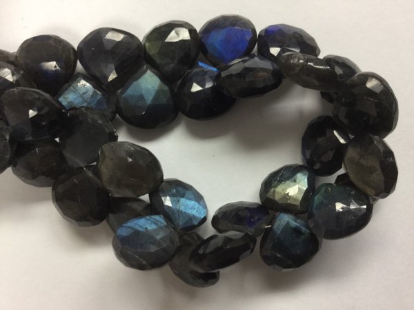 Black Labradorite Hearts Faceted
