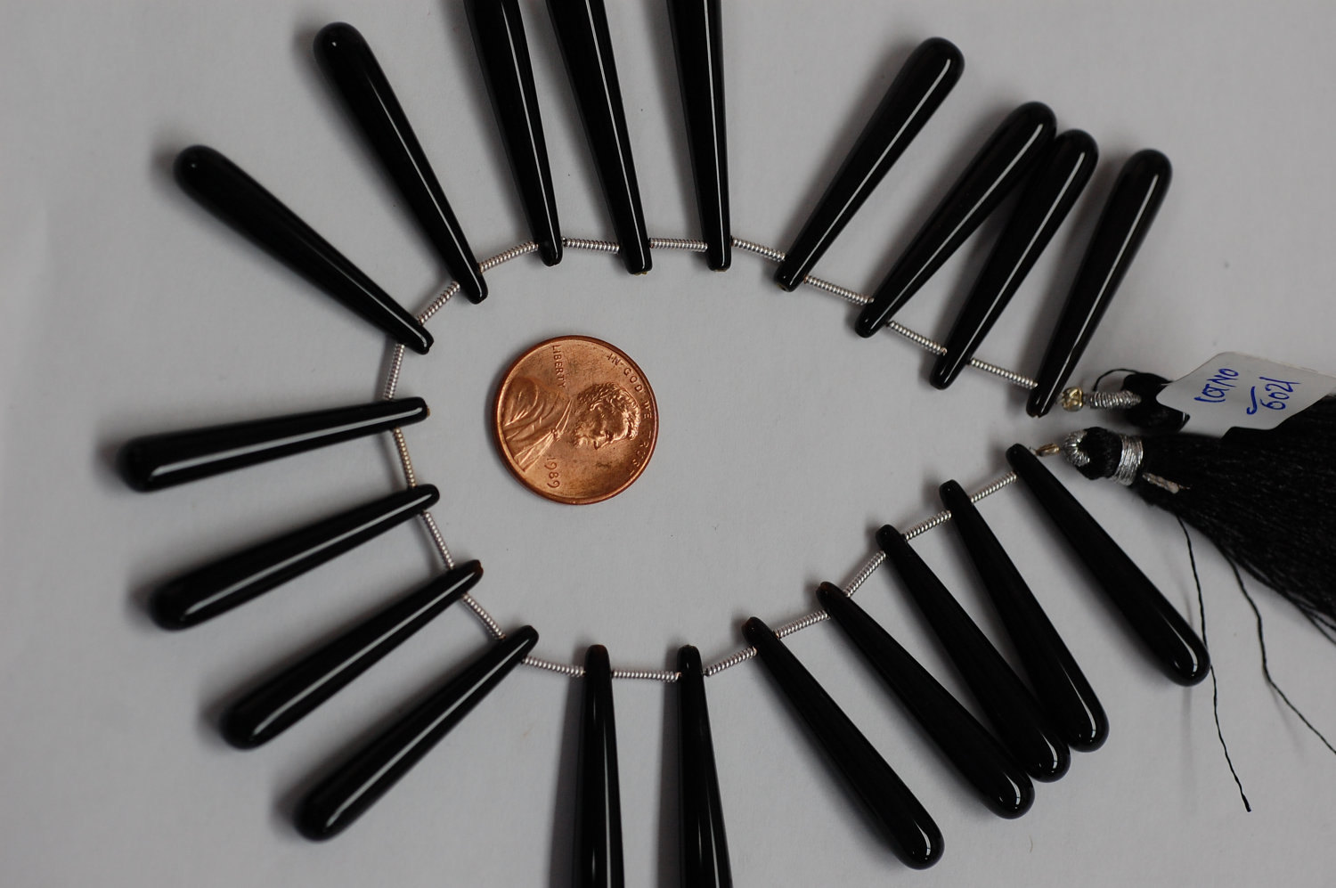 Black Onyx Smooth Long Drops