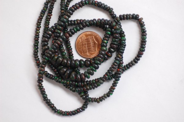Black Opal Rondelle Smooth