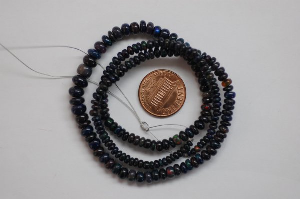 Black Opal Rondelle Smooth (Rare Color)