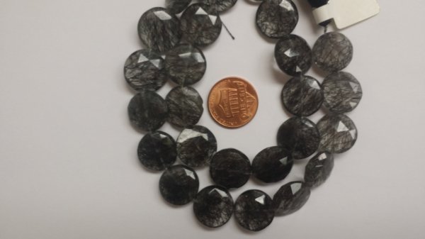 Black Rutilated Coins Faceted