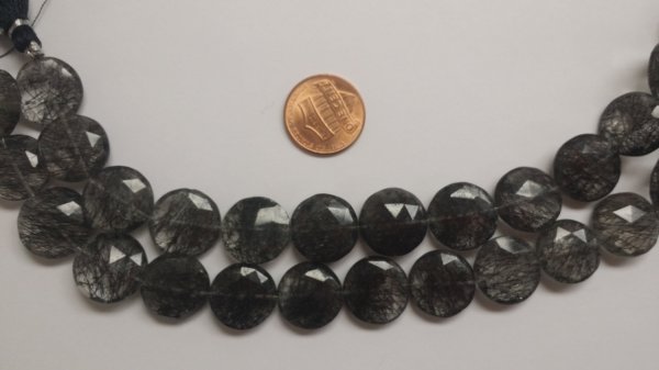 Black Rutilated Coins Faceted