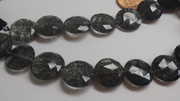 Black Rutilated Coins Faceted
