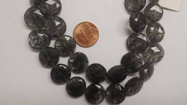 Black Rutilated Coins Faceted