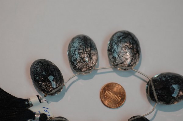 Black Rutilated Oval Cabs Quartz Faceted