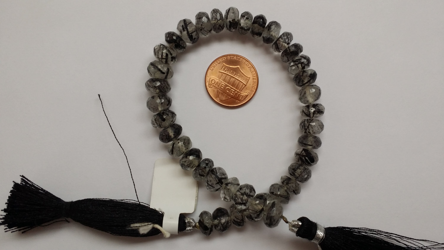 Black Rutilated Quartz Faceted Rondelle