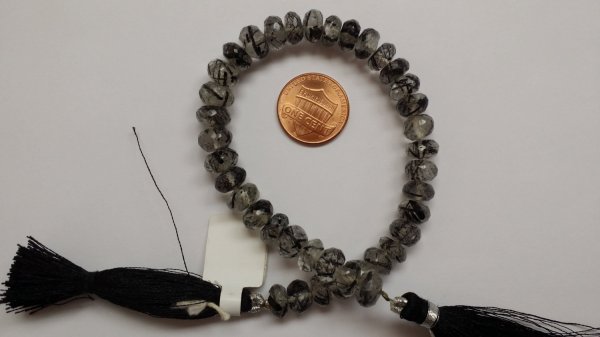 Black Rutilated Quartz Faceted Rondelle