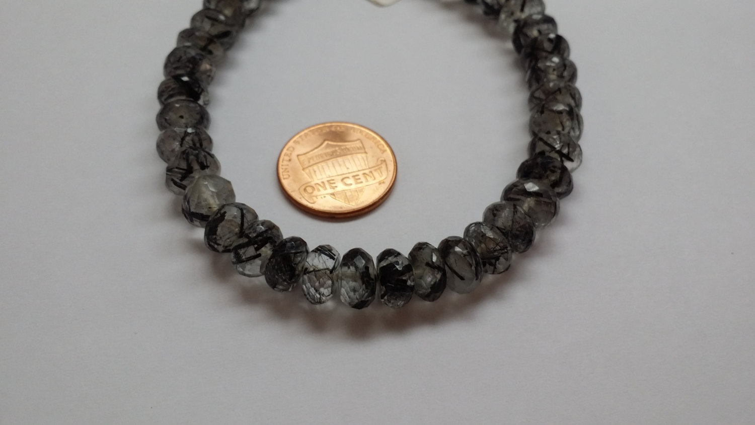 Black Rutilated Quartz Faceted Rondelle
