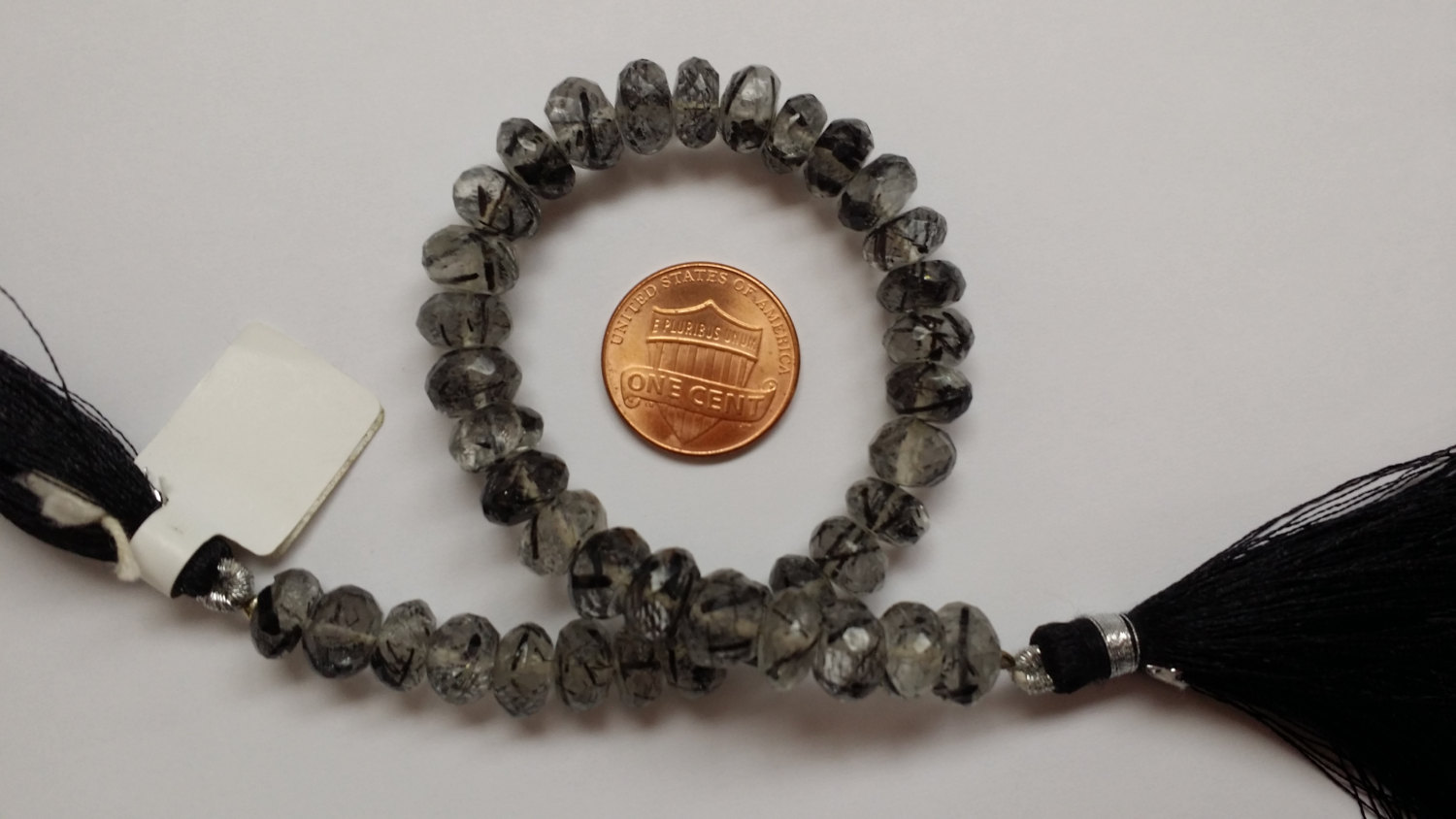 Black Rutilated Quartz Faceted Rondelle