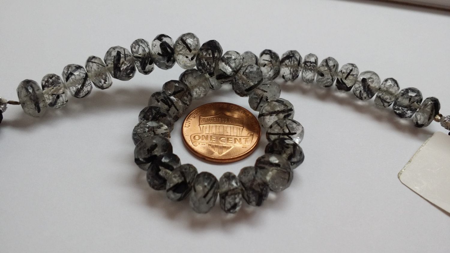 Black Rutilated Quartz Faceted Rondelle