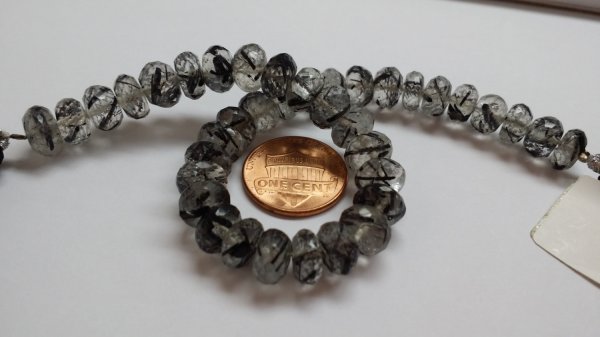 Black Rutilated Quartz Faceted Rondelle