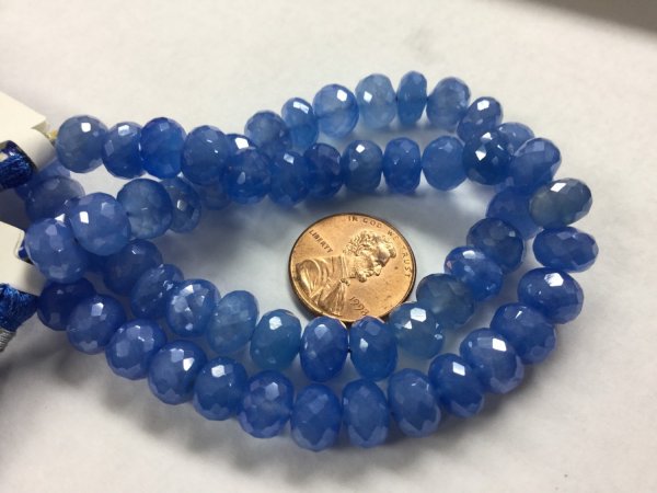 Pearl Blue Chalcedony Rondelle Faceted