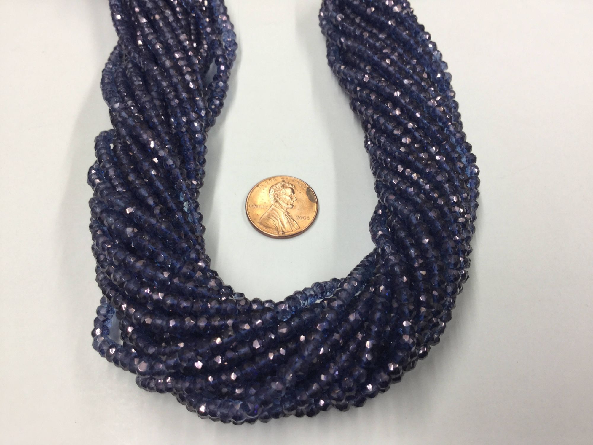 Blue Mystic Quartz Rondelles Faceted