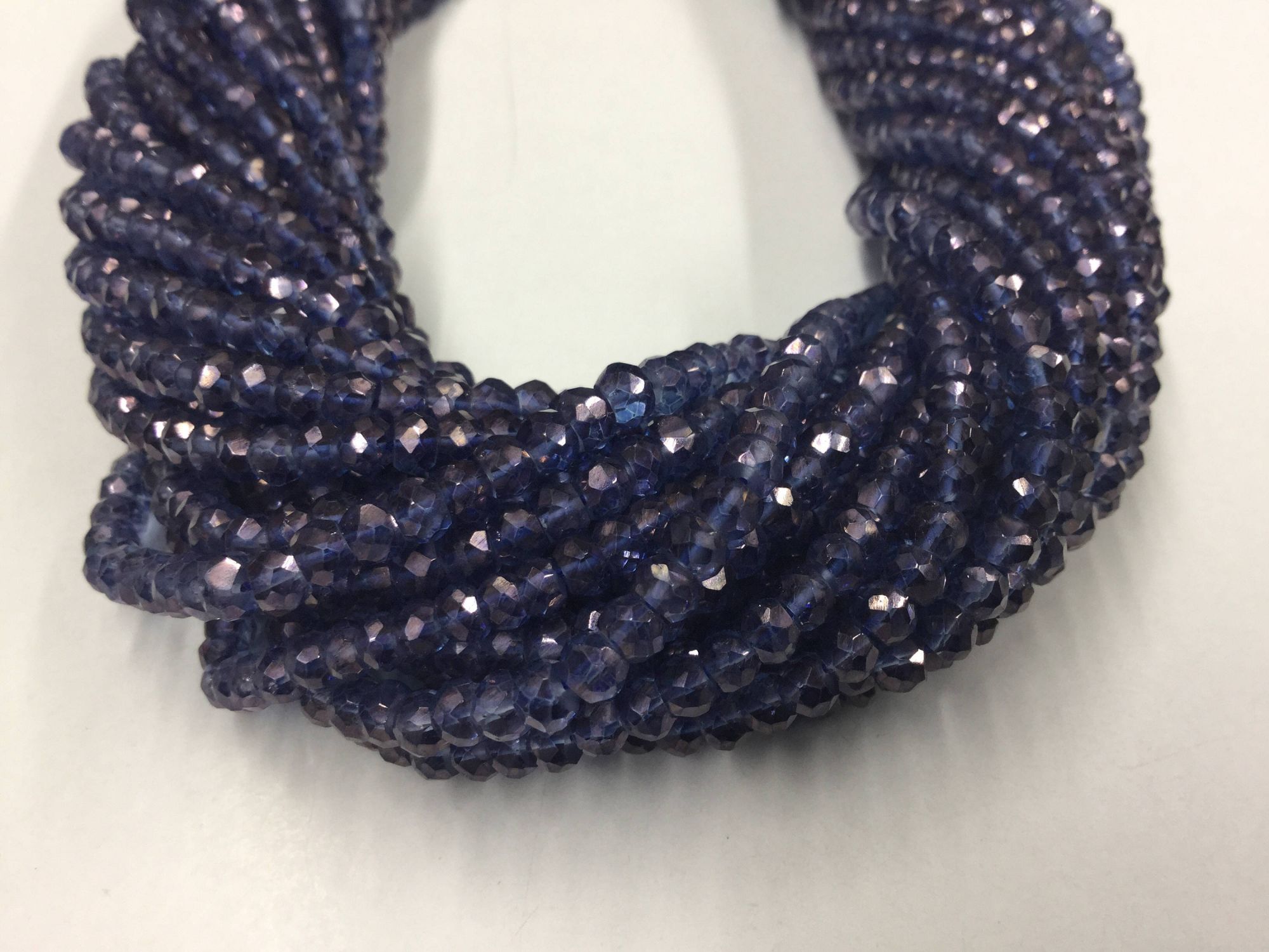 Blue Mystic Quartz Rondelles Faceted