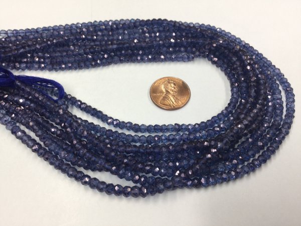 Blue Mystic Quartz Rondelles Faceted
