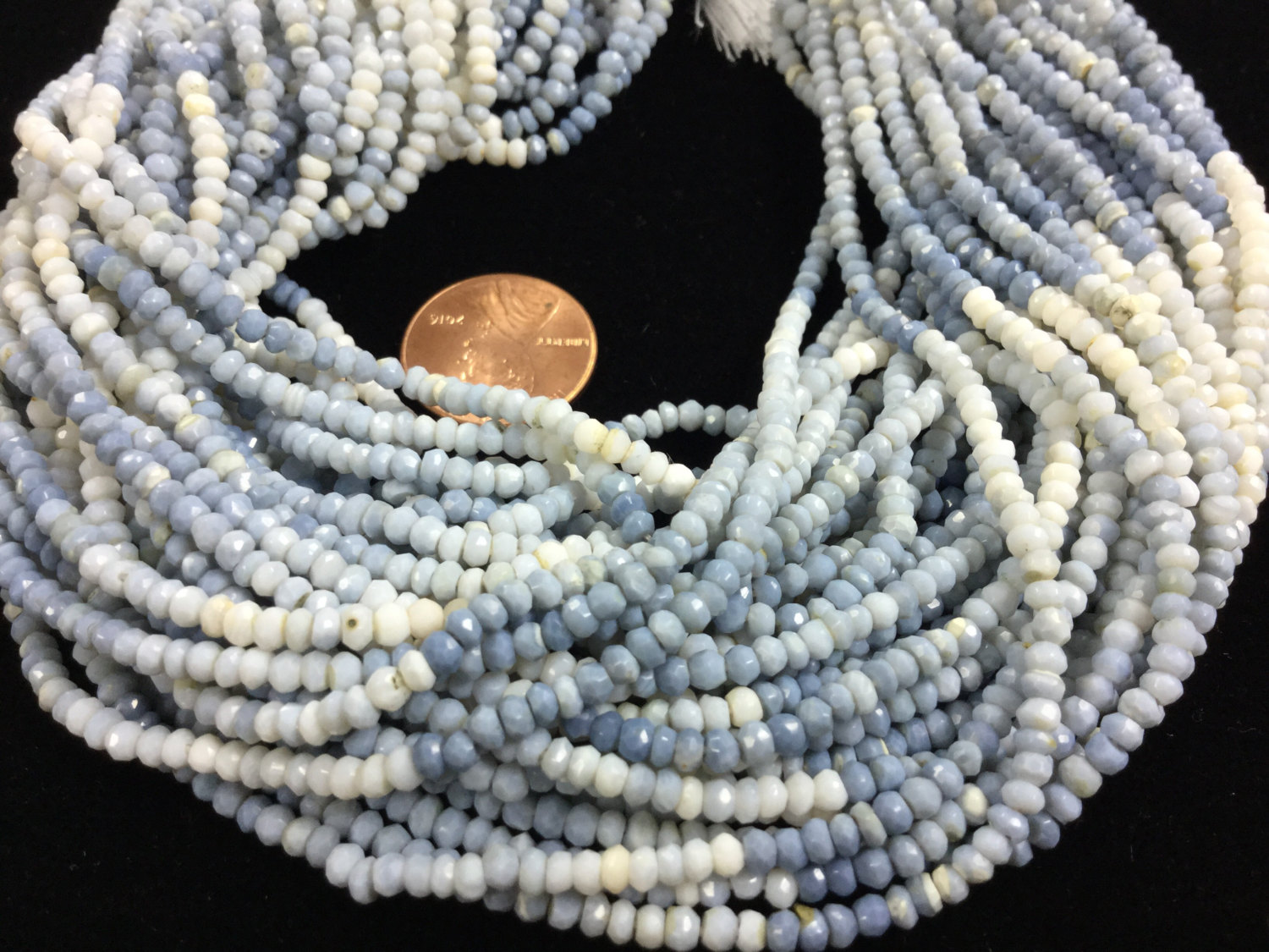 Shaded Blue Opal Rondelles Faceted