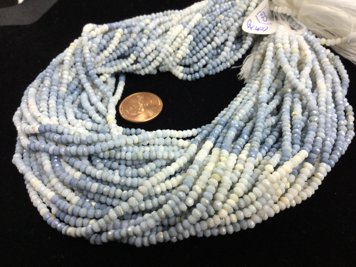 Shaded Blue Opal Rondelles Faceted