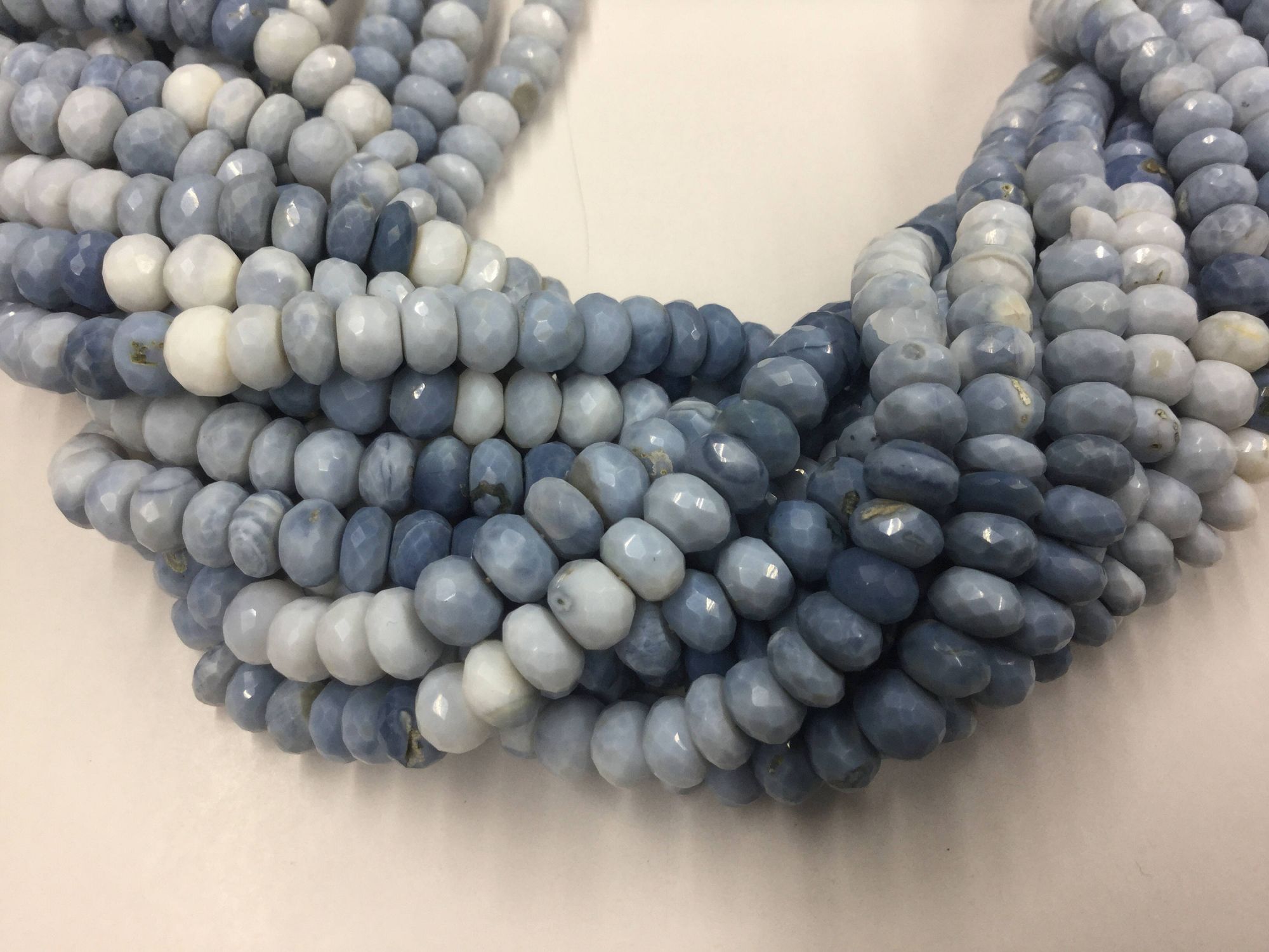 Blue Opal Rondelles Faceted