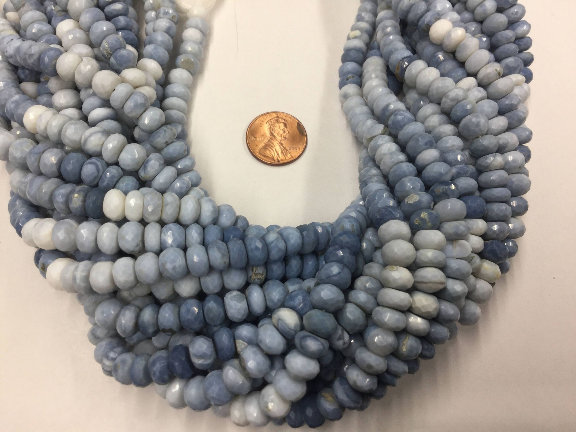 Blue Opal Rondelles Faceted