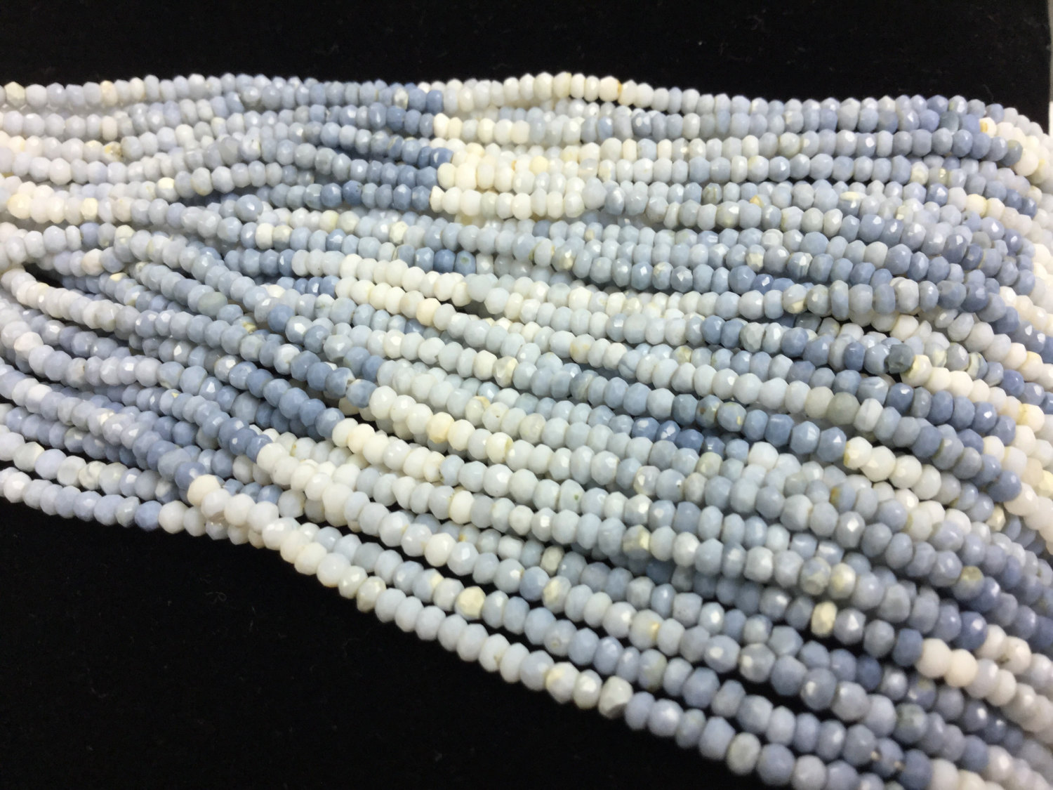 Shaded Blue Opal Rondelles Faceted