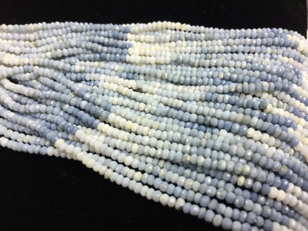 Shaded Blue Opal Rondelles Faceted