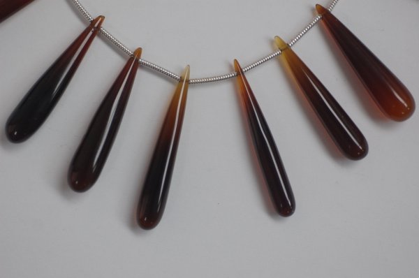 Brown Chalcedony Long Drops Smooth