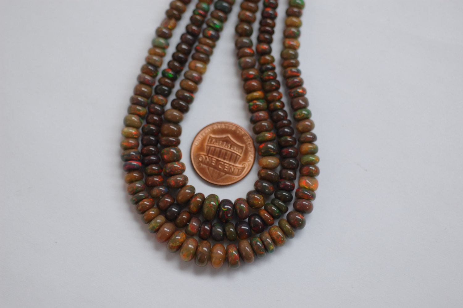 Brown Ethiopian Opal Rondelle Smooth