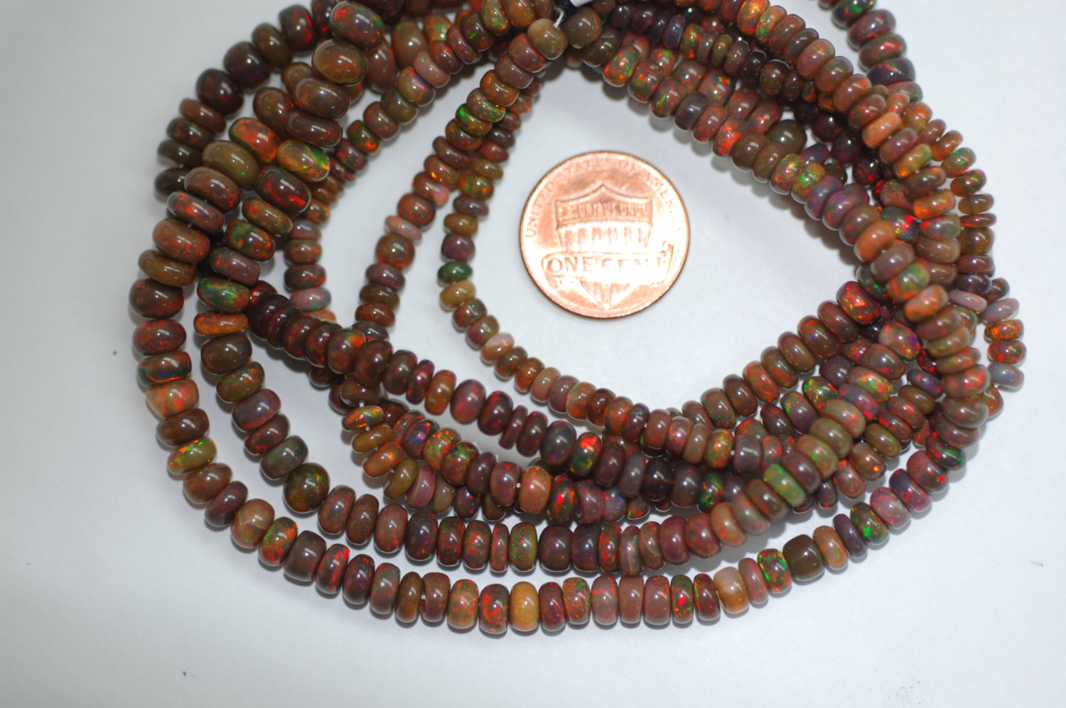 Brown Ethiopian Opal Rondelle Smooth