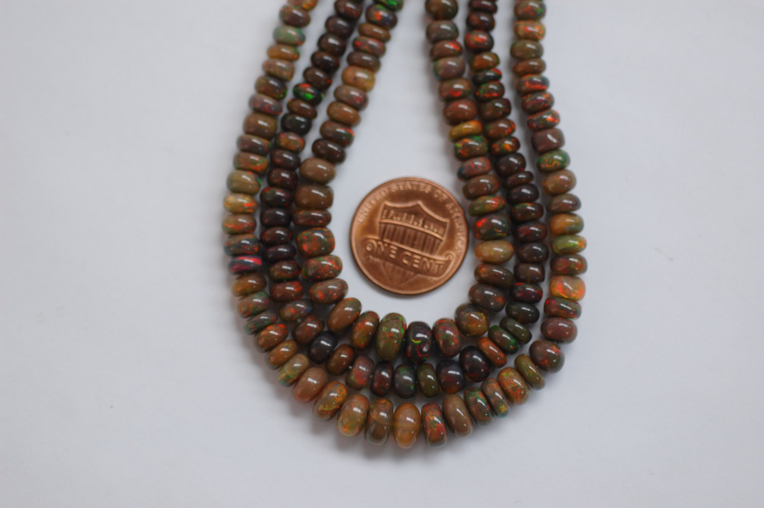 Brown Ethiopian Opal Rondelle Smooth