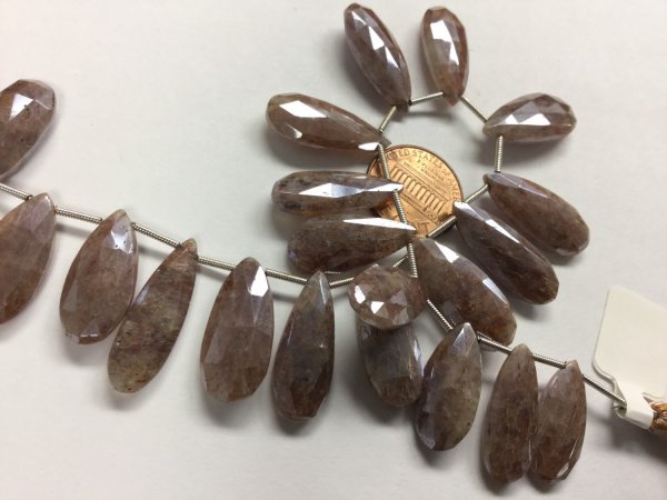 Brown Silverite Pears Faceted