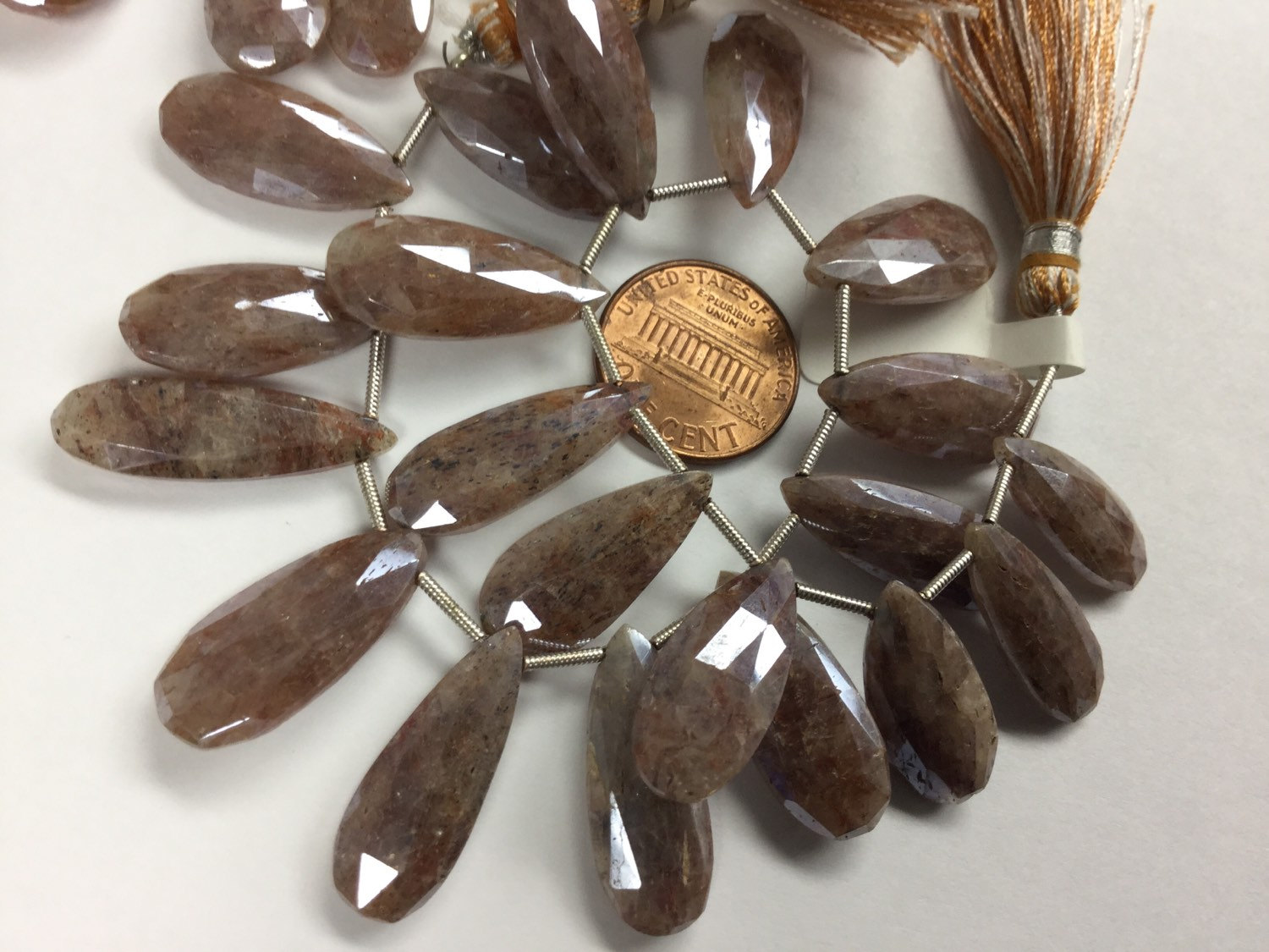 Brown Silverite Pears Faceted