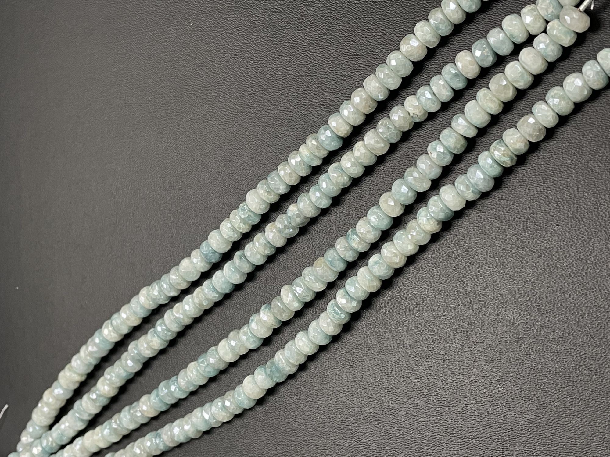 Blue White Silverite Rondelle Faceted