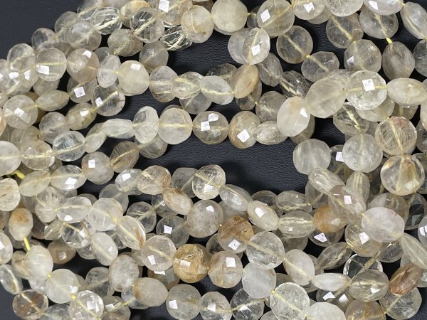Golden Rutilated Quartz Coin Faceted