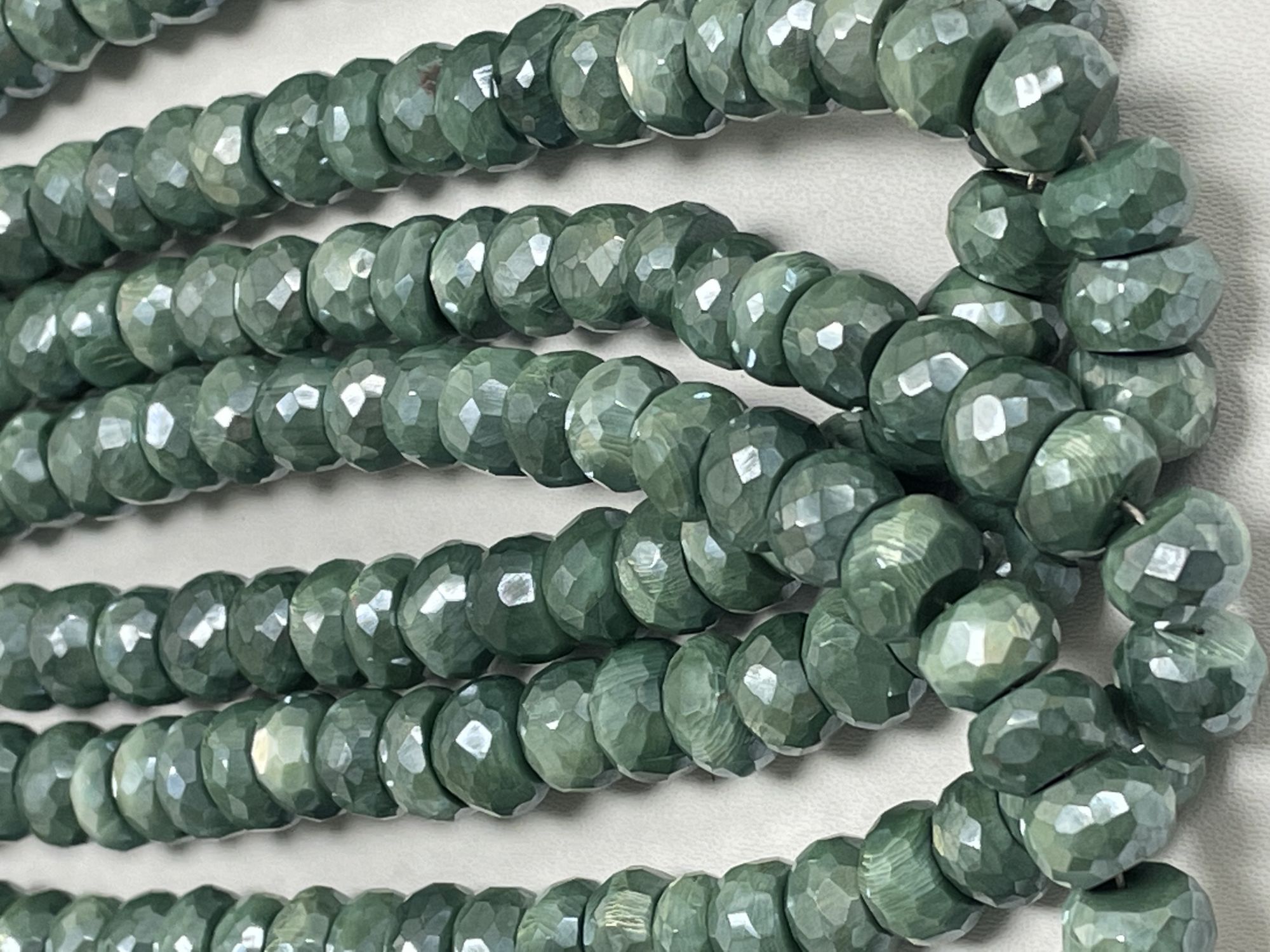 Green Coated Moonstone Rondelle Faceted