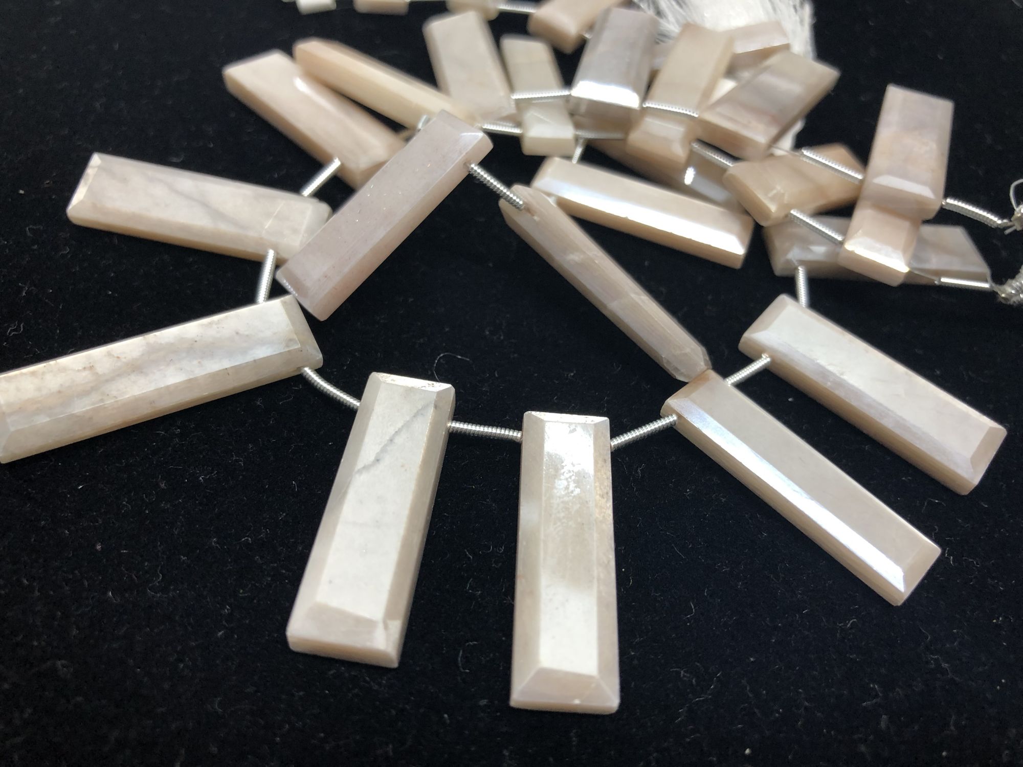 Cream Moonstone Rectangles Faceted
