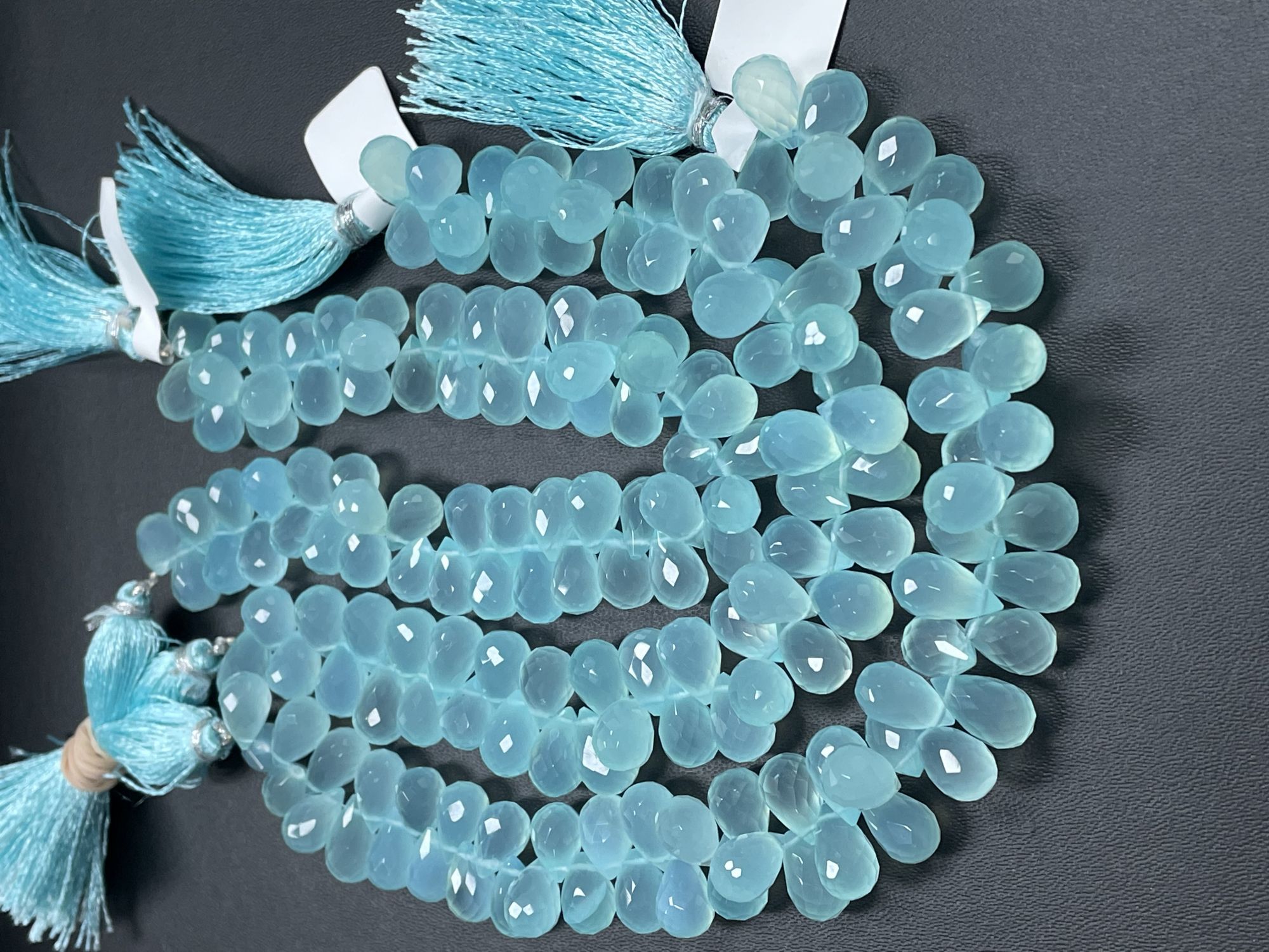 Aqua Chalcedony Drop Faceted