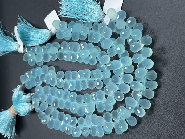 Aqua Chalcedony Drop Faceted