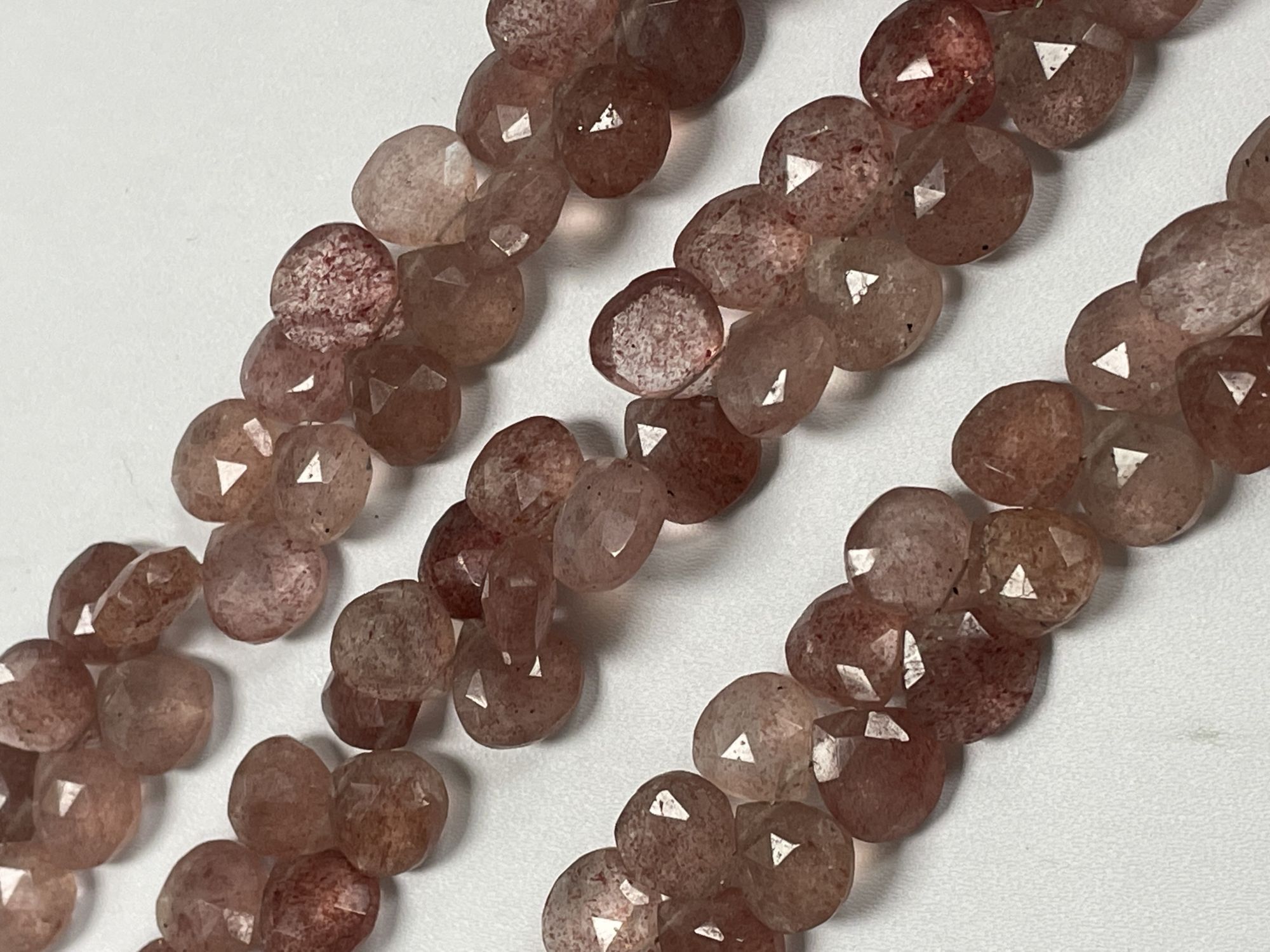 Pink Strawberry Quartz Heart Faceted