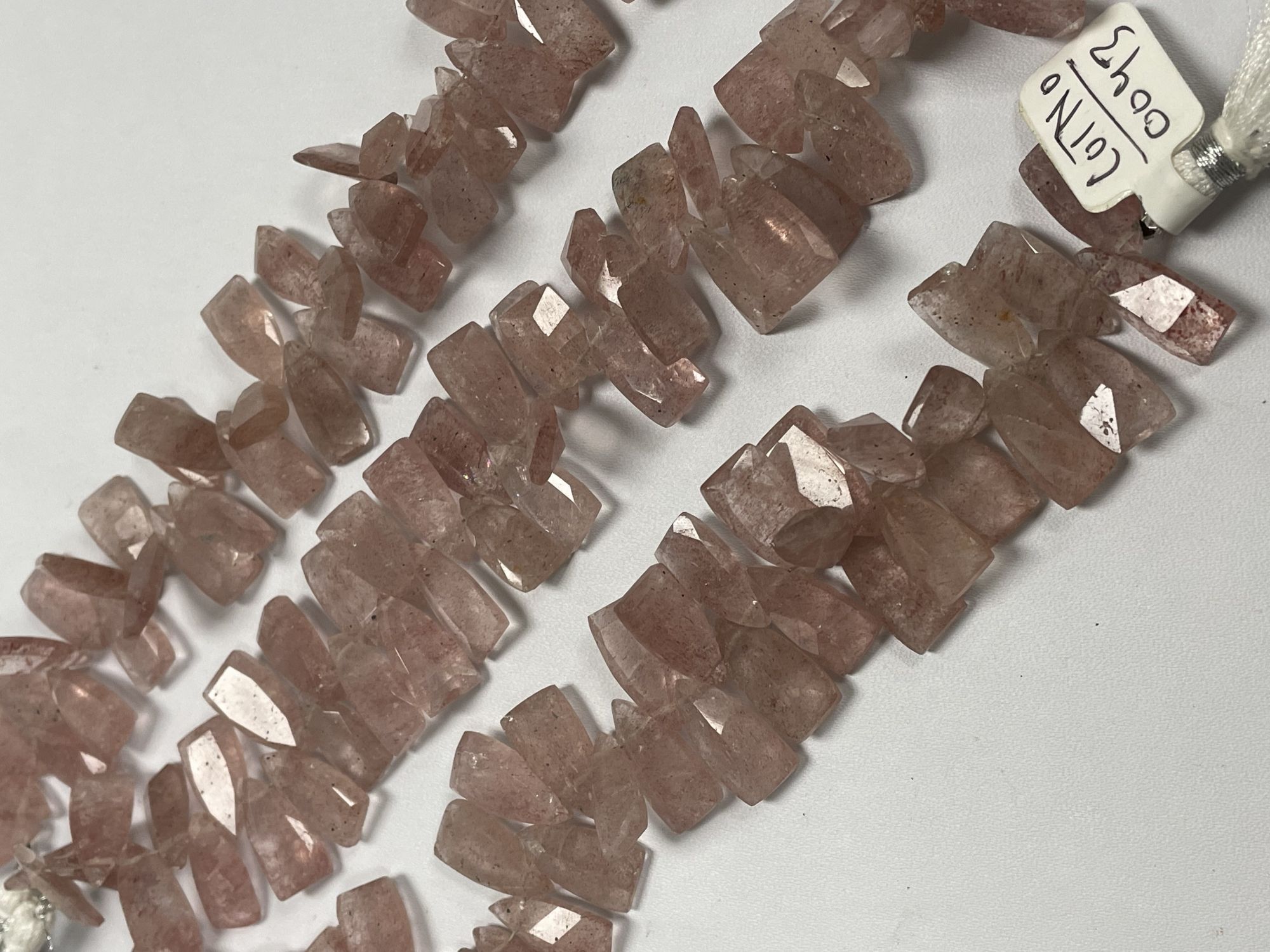 Pink Strawberry Quartz Fan Cut Faceted