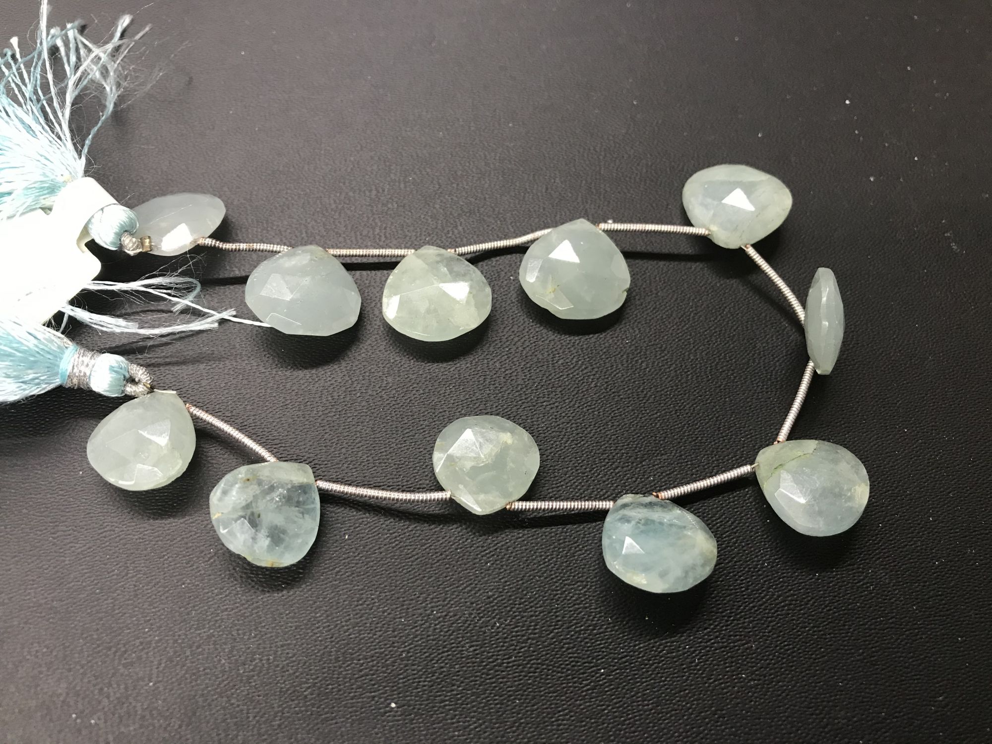 Aquamarine Hearts Faceted