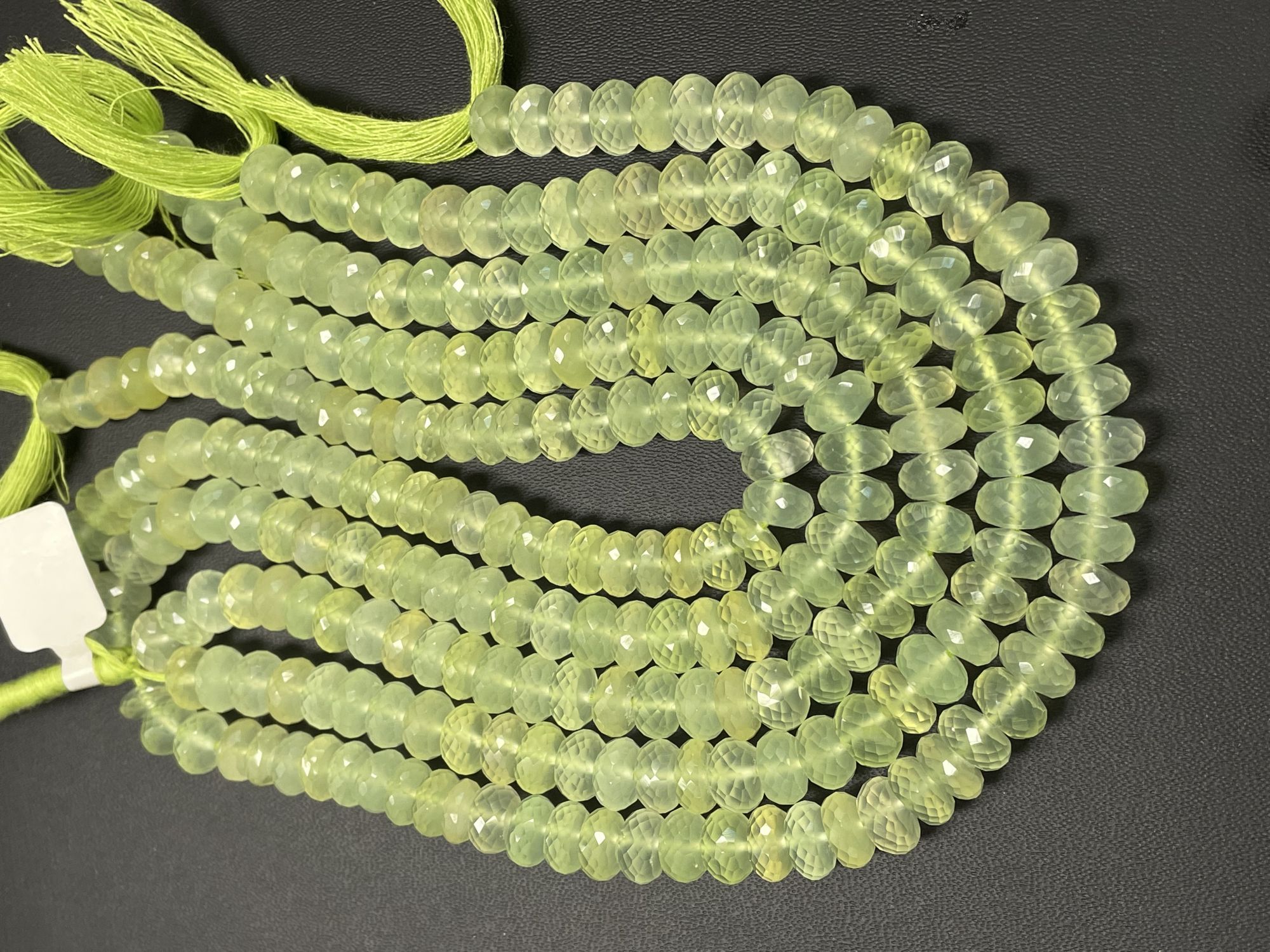 Green Chalcedony Rondelles Faceted