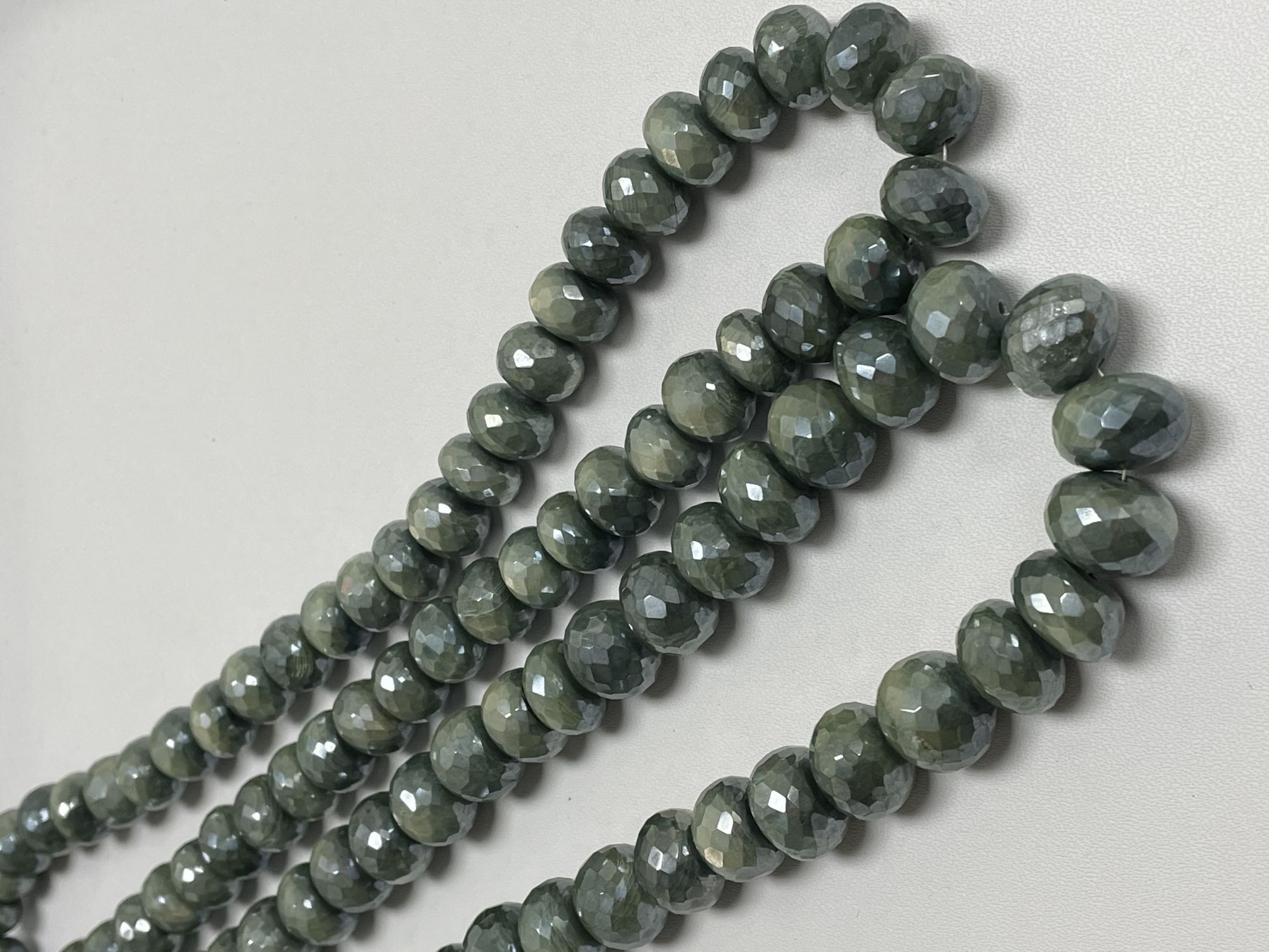 Green Coated Moonstone Rondelle Faceted