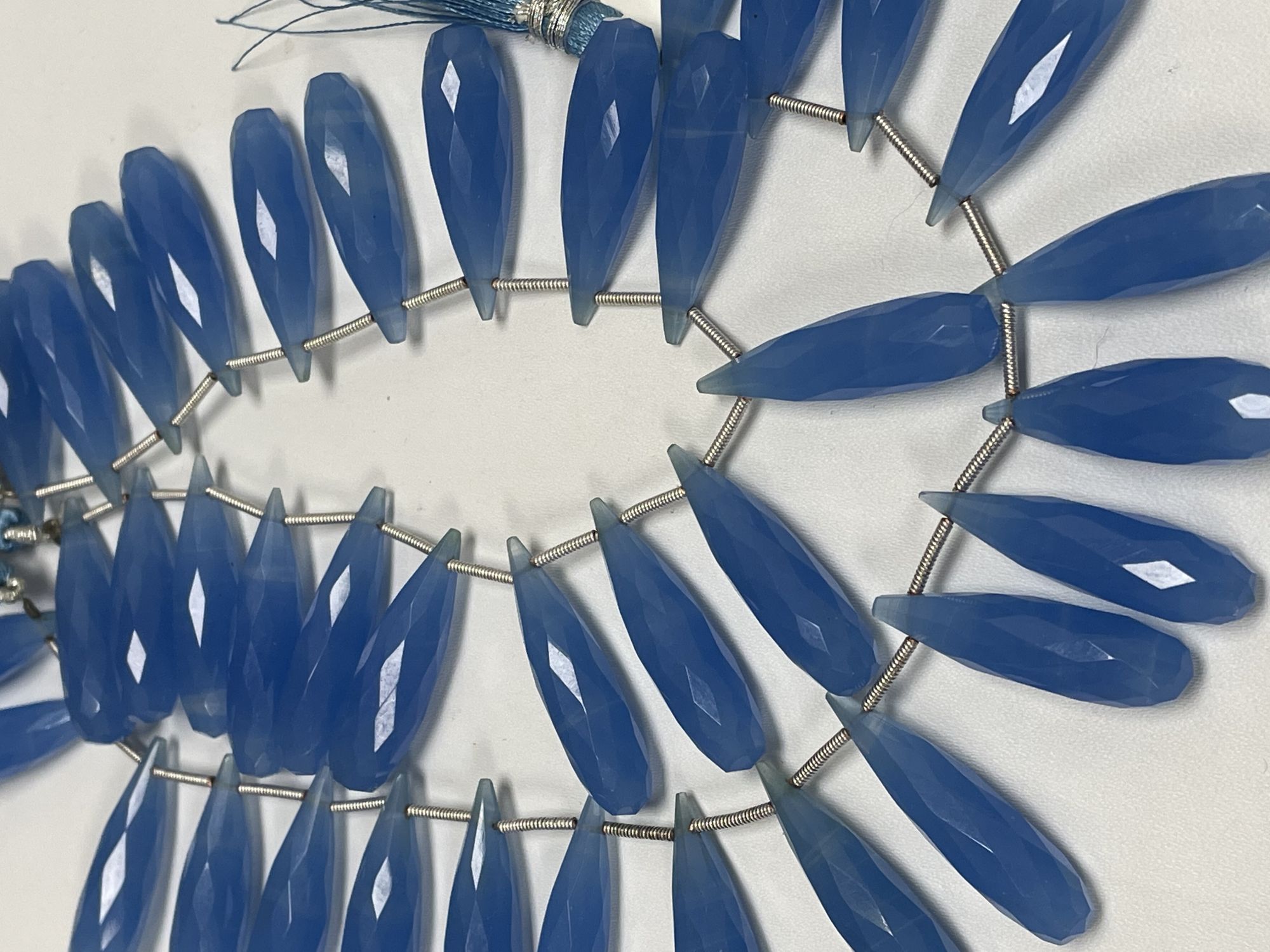 Blue Chalcedony Long Drop Faceted