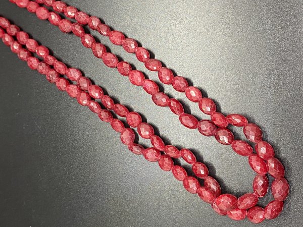 Ruby Ovals Faceted Dyed